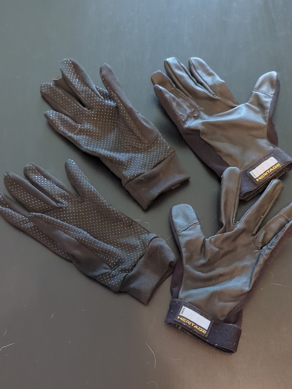 Heritage Men's Black Textured Grip Riding Gloves